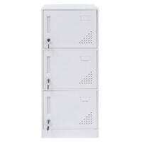 Weißer Spind Schließfach mit 3 Türen aus Stahl 90x38x45 cm