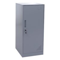 Grauer Stahlschrank mit Kleiderstange und Schließfach 90x38x45 cm