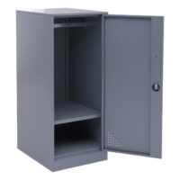 Grauer Stahlschrank mit Kleiderstange und Schließfach 90x38x45 cm
