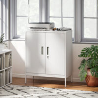 Stahlschrank verschliessbar mit verstellbaren Regalen weiss