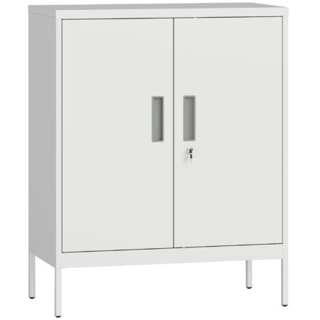 Stahlschrank verschliessbar mit verstellbaren Regalen weiss