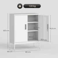 Stahlschrank verschliessbar mit verstellbaren Regalen weiss