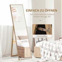 Standspiegel gross freistehend mit Ständer Holzoptik natur