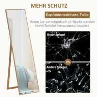 Standspiegel gross freistehend mit Ständer Holzoptik natur