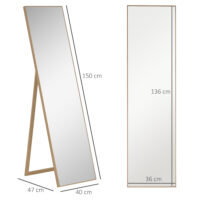 Standspiegel gross freistehend mit Ständer Holzoptik natur