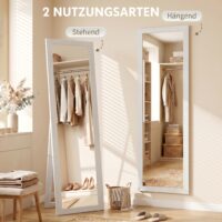 Standspiegel Ganzkörperspiegel freistehend für Schlafzimmer weiss