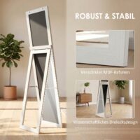 Standspiegel Ganzkörperspiegel freistehend für Schlafzimmer weiss