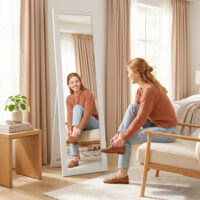 Standspiegel Ganzkörperspiegel freistehend für Schlafzimmer weiss