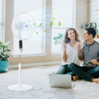 Standventilator höhenverstellbar mit Fernbedienung und Timer weiss