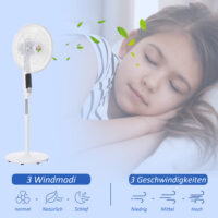Standventilator höhenverstellbar mit Fernbedienung und Timer weiss