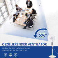 Standventilator höhenverstellbar mit Fernbedienung und Timer weiss