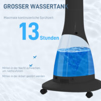 Standventilator leise mobil mit Luftbefeuchter und Fernbedienung schwarz
