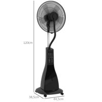 Standventilator leise mobil mit Luftbefeuchter und Fernbedienung schwarz