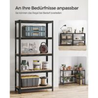 2er-Set Schwerlastregale mit 5 Böden, 40x90x180cm, Stahl Schwarz