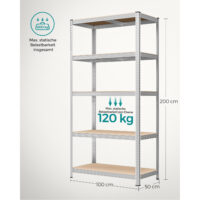 Steckregal Lagerregal 2er-Set 200x100x50cm Silber.