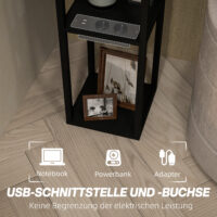 Stehlampe mit Regal USB Ablage und Fussschalter schwarz
