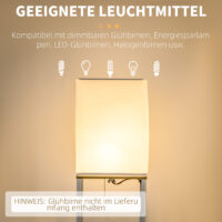 Stehlampe modern mit Regal und Stoffschirm weiss braun