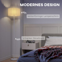 Stehlampe Retro Design mit Fussschalter und weissem Lampenschirm