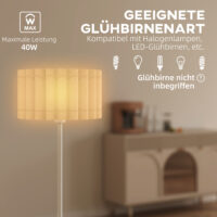 Stehlampe Retro Design mit Fussschalter und weissem Lampenschirm