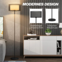 Stehlampe modern zweifarbig mit Fussschalter Metall schwarz