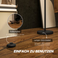 Stehlampe modern zweifarbig mit Fussschalter Metall schwarz