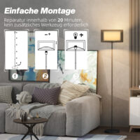 Stehlampe modern zweifarbig mit Fussschalter Metall schwarz