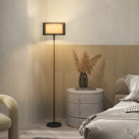 Stehlampe modern zweifarbig mit Fussschalter Metall schwarz