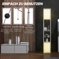 Stehleuchte modern mit Ablagen und Ziehkettenschalter schwarz weiss