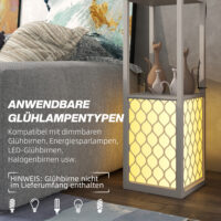 Stehleuchte modern mit Ablagen und Ziehkettenschalter schwarz weiss