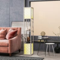 Stehleuchte modern mit Ablagen und Ziehkettenschalter schwarz weiss