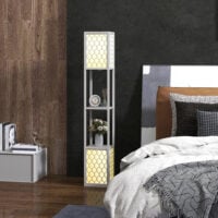 Stehleuchte modern mit Ablagen und Ziehkettenschalter schwarz weiss