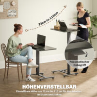 Stehpult höhenverstellbar mit Rollen C-Form schwarz