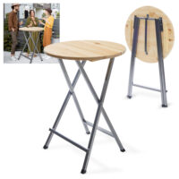 Stabiler Stehtisch mit massiver Tischplatte, geeignet für Innen- und Außenbereiche.