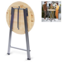 Stabiler Stehtisch mit massiver Tischplatte, geeignet für Innen- und Außenbereiche.