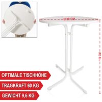 Eleganter Bistrotisch mit weißer Tischhusse für Feierlichkeiten.