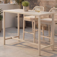 Stehtisch Gartentisch Bartisch Outdoor Metall 105x130x65cm creme