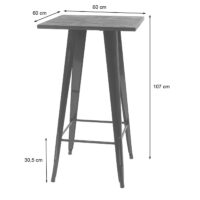 Stehtisch mit Holz-Tischplatte Bistrotisch Bartisch 107x60x60cm grau