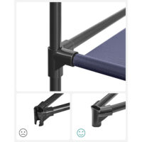 Praktischer Kleiderschrank mit Stoffbezug, 2 Kleiderstangen und Regalfächern für geordnete Kleidung. Staubschutz, einfache Montage und Reißverschluss-Abdeckung. Robustes Stahlgestell. Maße: 108 x 170 x 45 cm.