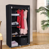 Stoff-Kleiderschrank Faltschrank Schwarz.