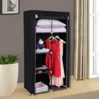 Stoff-Kleiderschrank Faltschrank Schwarz.