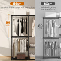 Stoffschrank Kleiderschrank mit Kleiderstange und Ablagen schwarz