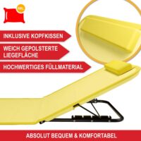 Leichte, faltbare Strandliege mit 5-fach verstellbarer Rückenlehne.