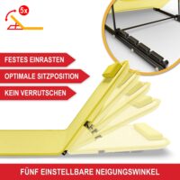 Leichte, faltbare Strandliege mit 5-fach verstellbarer Rückenlehne.