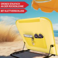 Leichte, faltbare Strandliege mit 5-fach verstellbarer Rückenlehne.