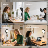 Streaming Lampe LED Nachttischlampe dimmbar mit Handyhalterung