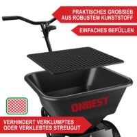 Robuster Streuwagen (45 Liter) geländegängig, mit regulierbarer Streumenge.