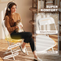 Stühle 6er-Set klappbar faltbar mit Stahlrahmen weiss