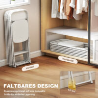 Stühle 6er-Set klappbar faltbar mit Stahlrahmen weiss