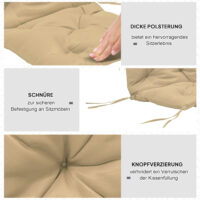 Stuhlkissen 2er Set 8cm dick mit Bindebändern 98x50cm khaki