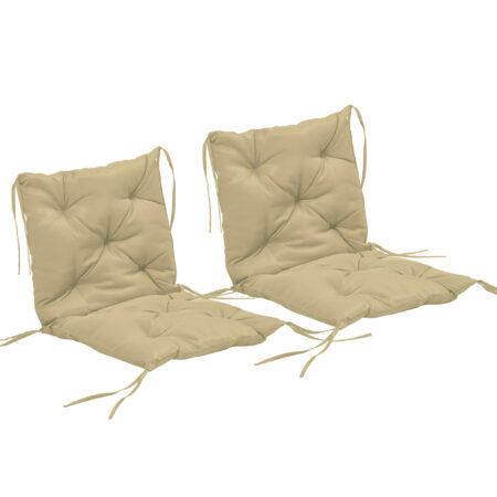 Stuhlkissen 2er Set 8cm dick mit Bindebändern 98x50cm khaki